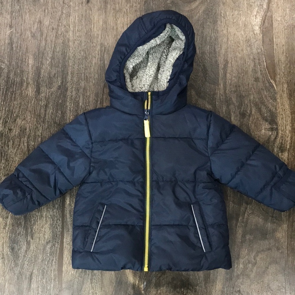 Wonder Nation Infants Puffer Jacket, 12 Month, Blue & Yellow